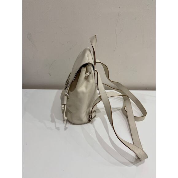 Salvatore Ferragamo Leather Small School Drawstring Backpack White / Silver - Picture 5 of 15